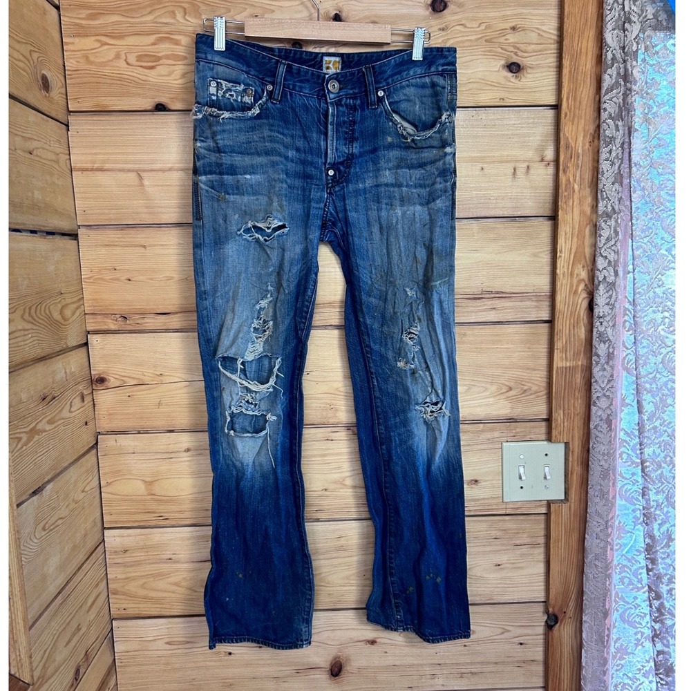 Hugo Boss Orange Mens Thrashed Distressed Straight Leg Jeans 33x32 Button Fly bl